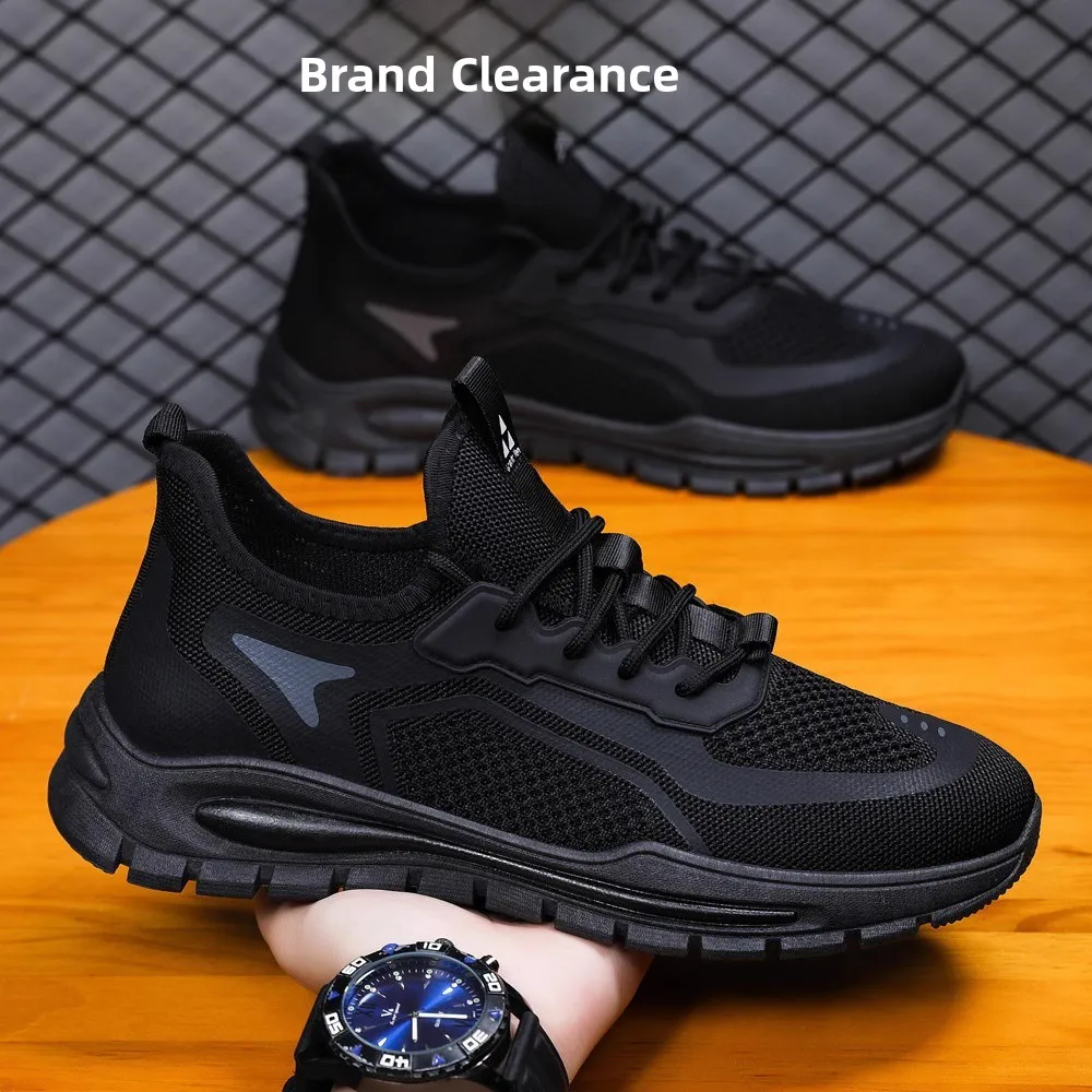 Men's Summer Breathable Running Shoes Sporty Casual Mesh Footwear Anti-Odor Comfortable Work Shoes Flat Heel Rubber Outsole