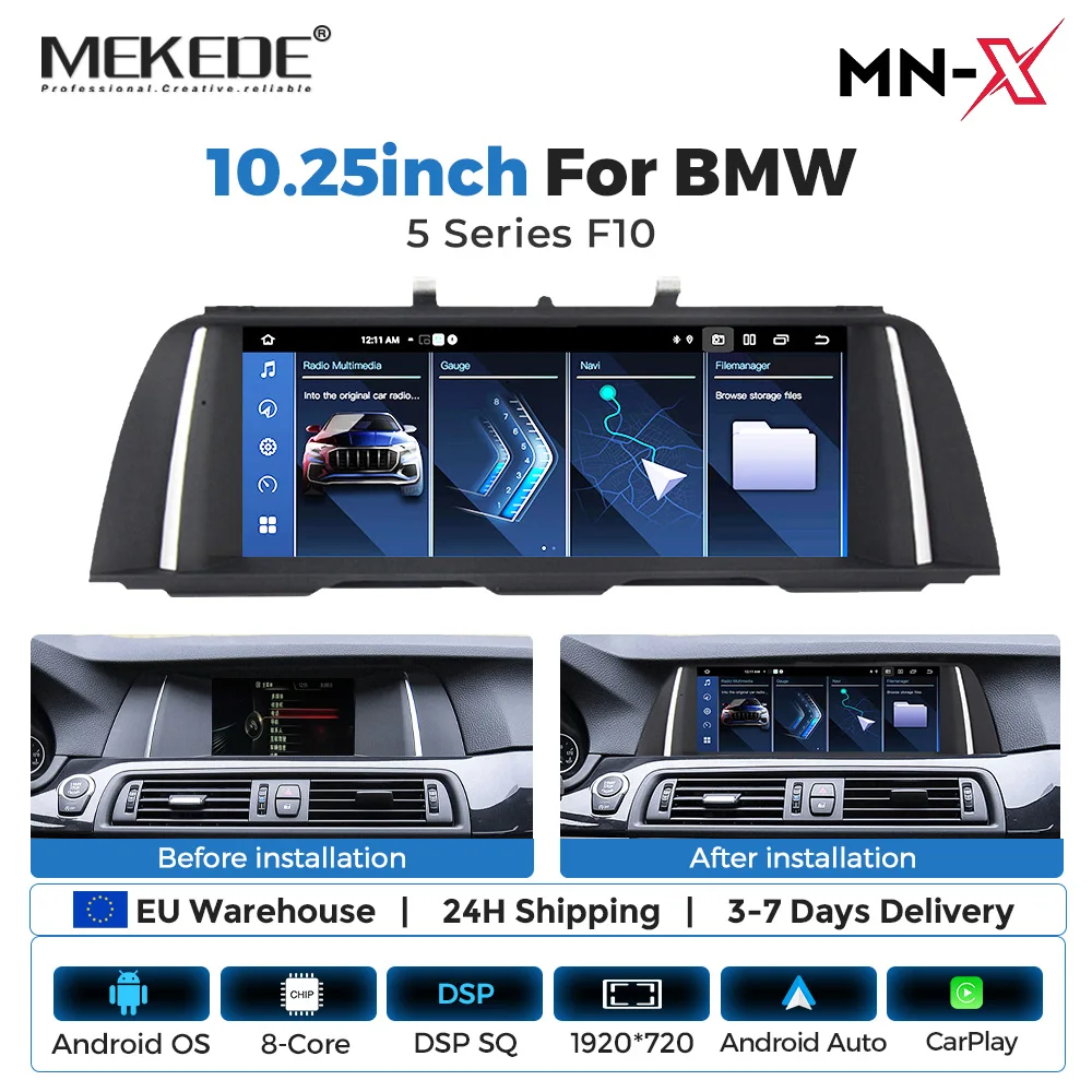 Image of EU-Lieferung 128GB ROM Android 15 Auto-Multimedia-Videoplayer für BMW 5er F10 F11 2011-2017 Kabelloses CarPlay Android Auto Navigationssystem 8-Kern 4G WIFI BT DSP Head Unit SWC Idrive