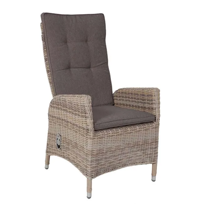 Leisure Alu Frame PE Wicker Chairs Furniture with Cushion Garden Recliner Chair Outdoor Chairs Set with Coffee Table