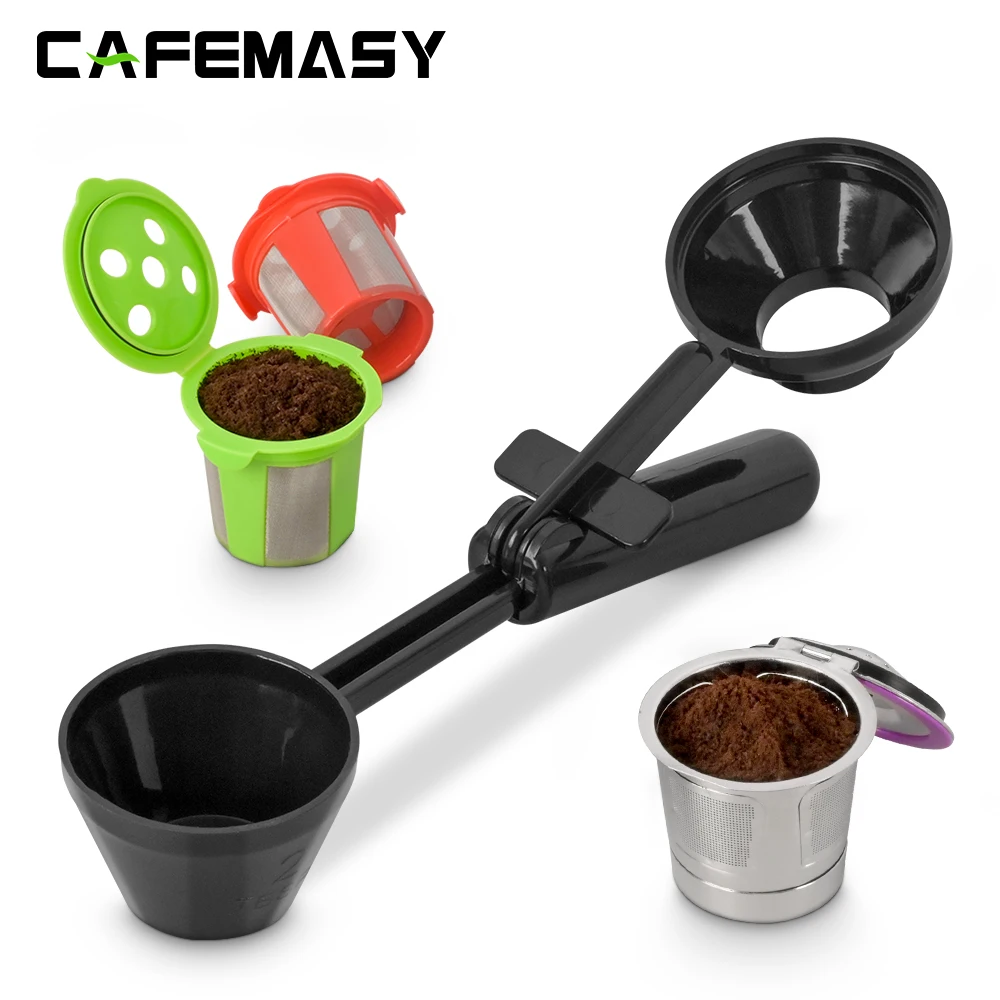 

CAFEMASY Coffee Scoop Funnel for Reusable K-cup Coffee Pot 2 Tablespoon Capacity Coffee Measuring Spoon Kitchen Accessories