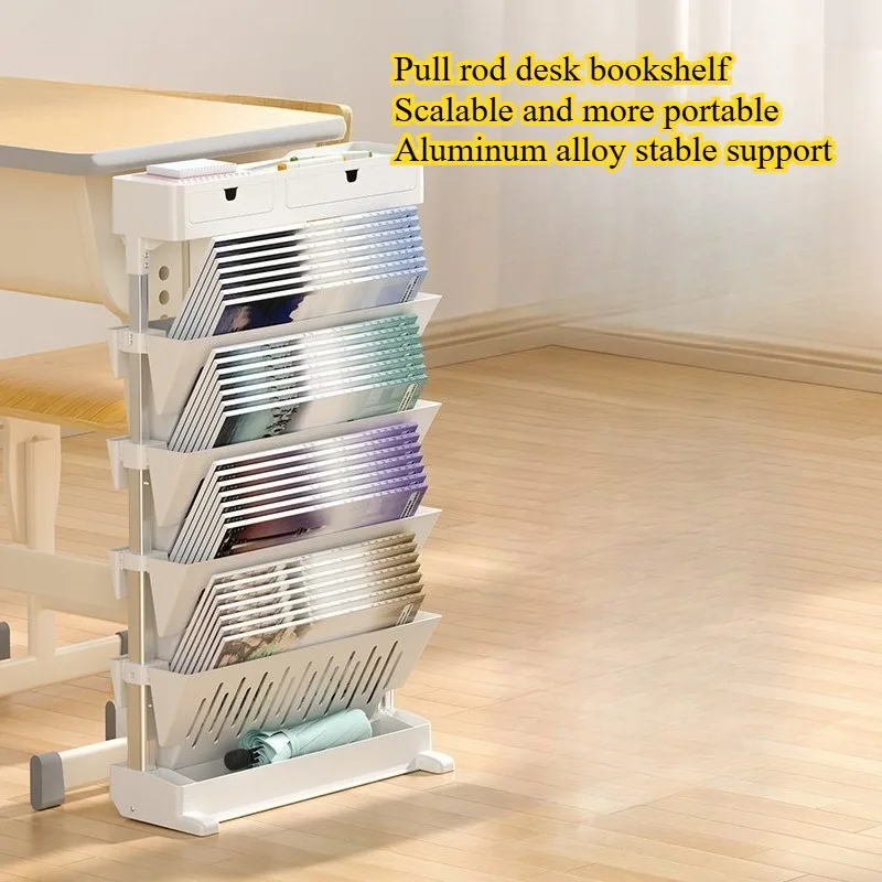 

Портативная и выдвижная книжная полка с краем стола, тяга для хранения книг и подвесных полок