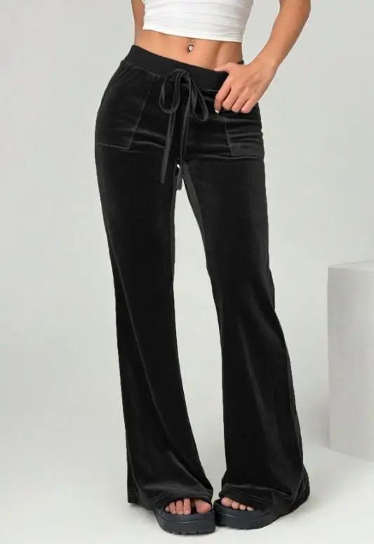 

Velvet Women's Pants for Spring and Summer New Style Slim Fit High Waist Texture Flared Pants Suitable for Daily Life and Work
