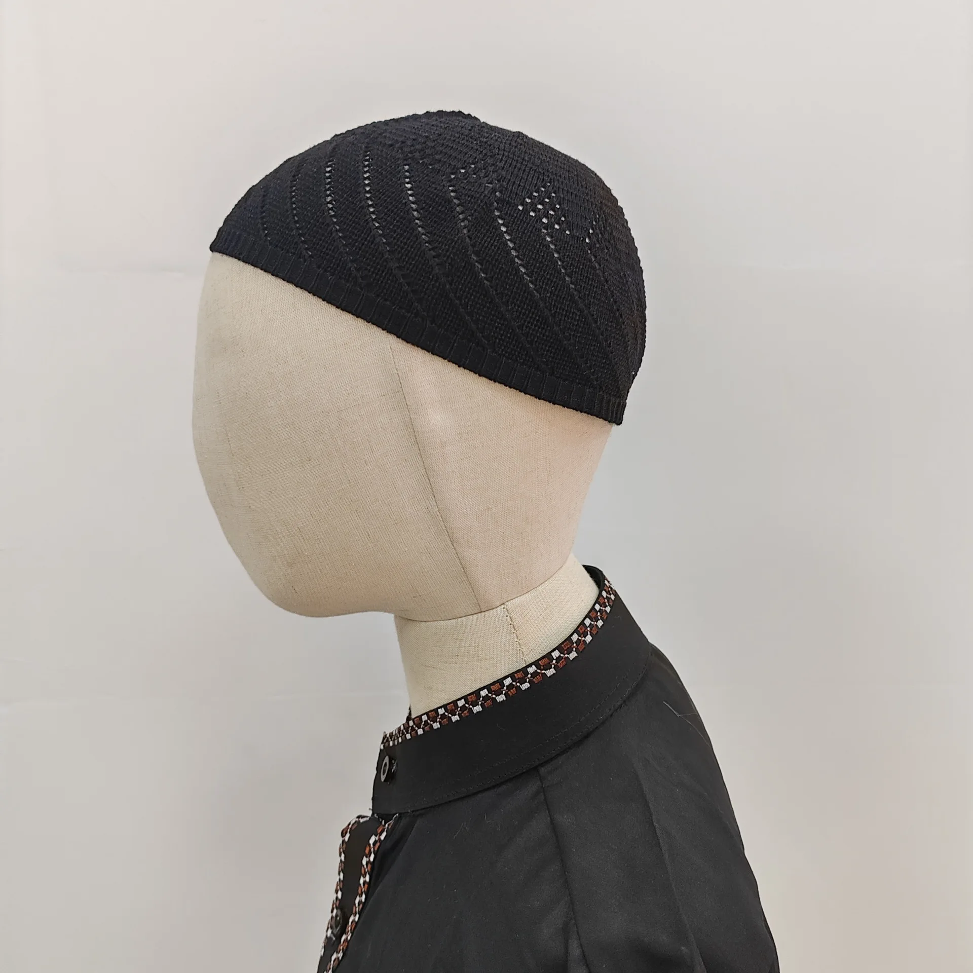 Islamic Knitted Men's Prayer Hat Muslim Men Headscarf Beanie Bonnet Ramadan Jewish Cap Turkish Islam Head Cap Arab Hat