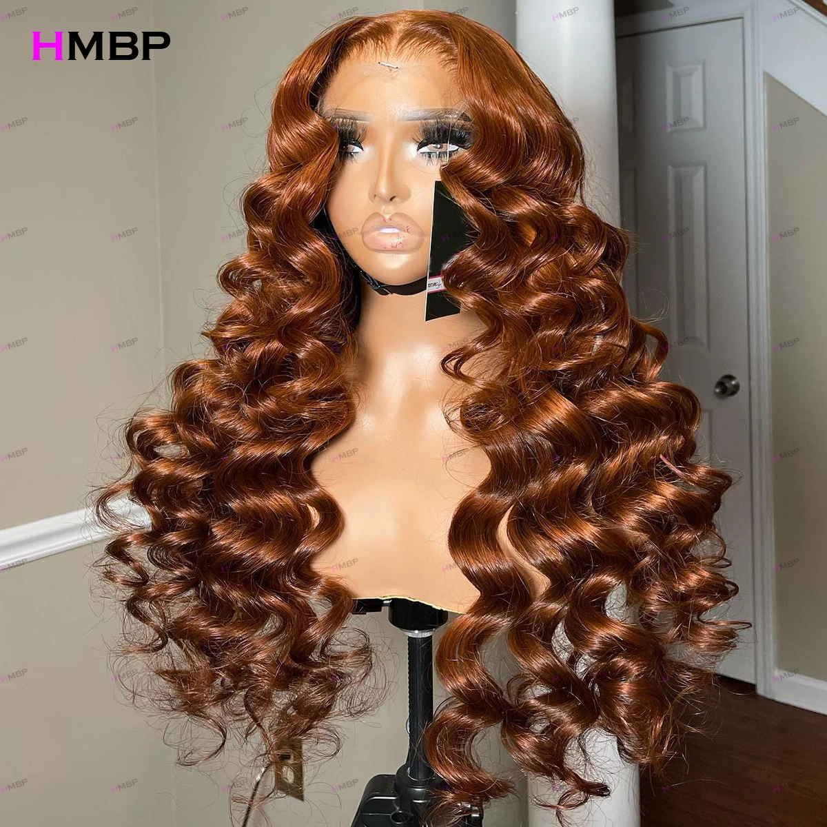 

400% Density Brown Color Loose Wave Glueless 13x6 HD Transparent Lace Front Wig Colored Human Hair Wig Preplucked Wear And Go