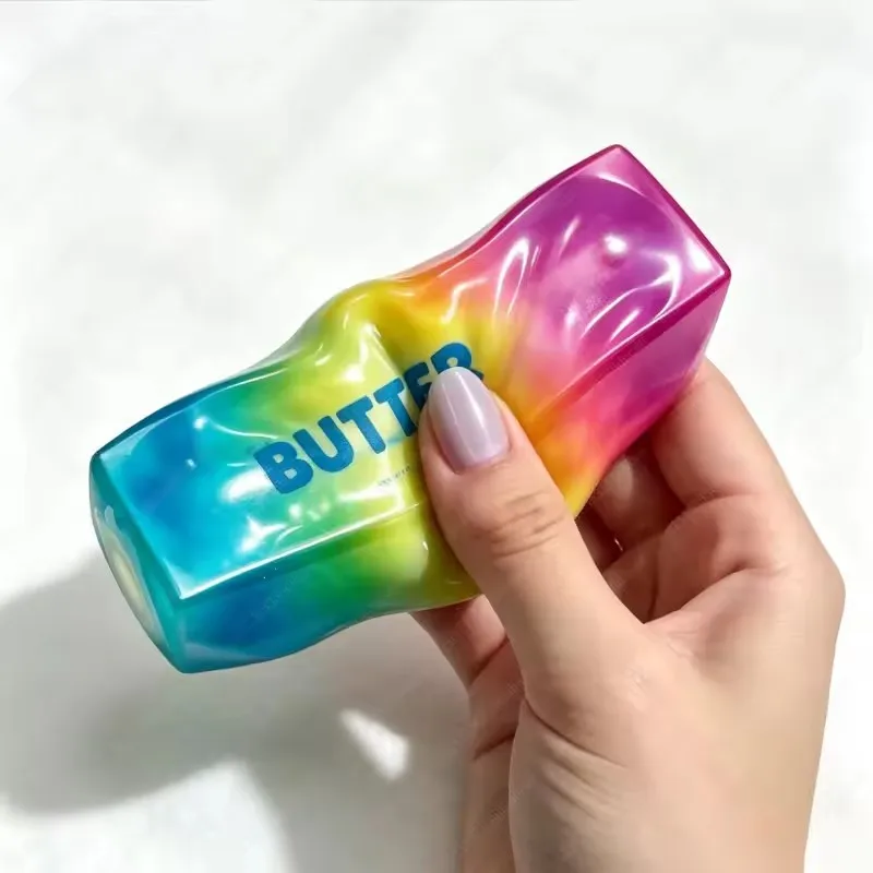 Rainbow Building Blocks Filled Butter Stick Toy Crunchy Sound Handmade Ball Simulation Food Stress Relief Fidget Toy