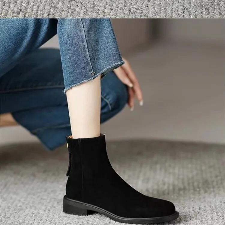 Women Boots  Shoes Women Square Toe Chunky Heel Women Boots Retro Modern Boots Winter Elegant Short Boots 2023 Autumn