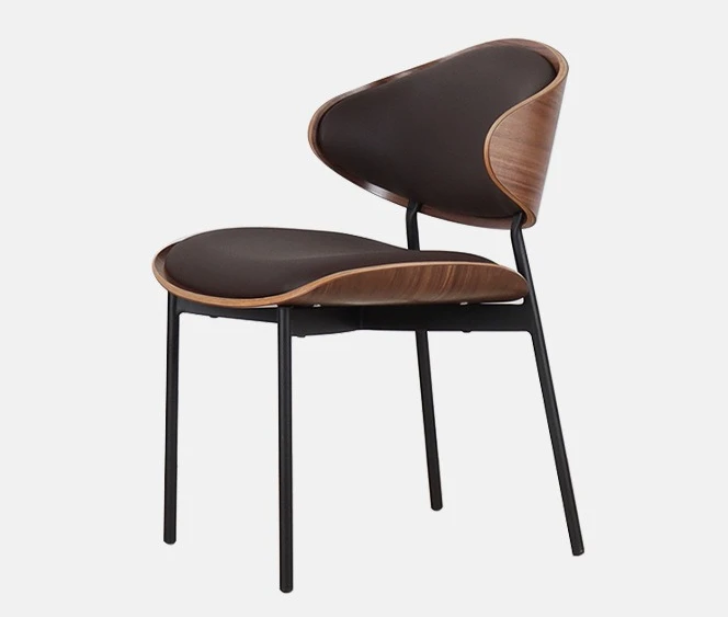 

Emus, Italian minimalist dining , Foshan modern curved wood, cafe meeting guests to negotiate leather, backrest chair