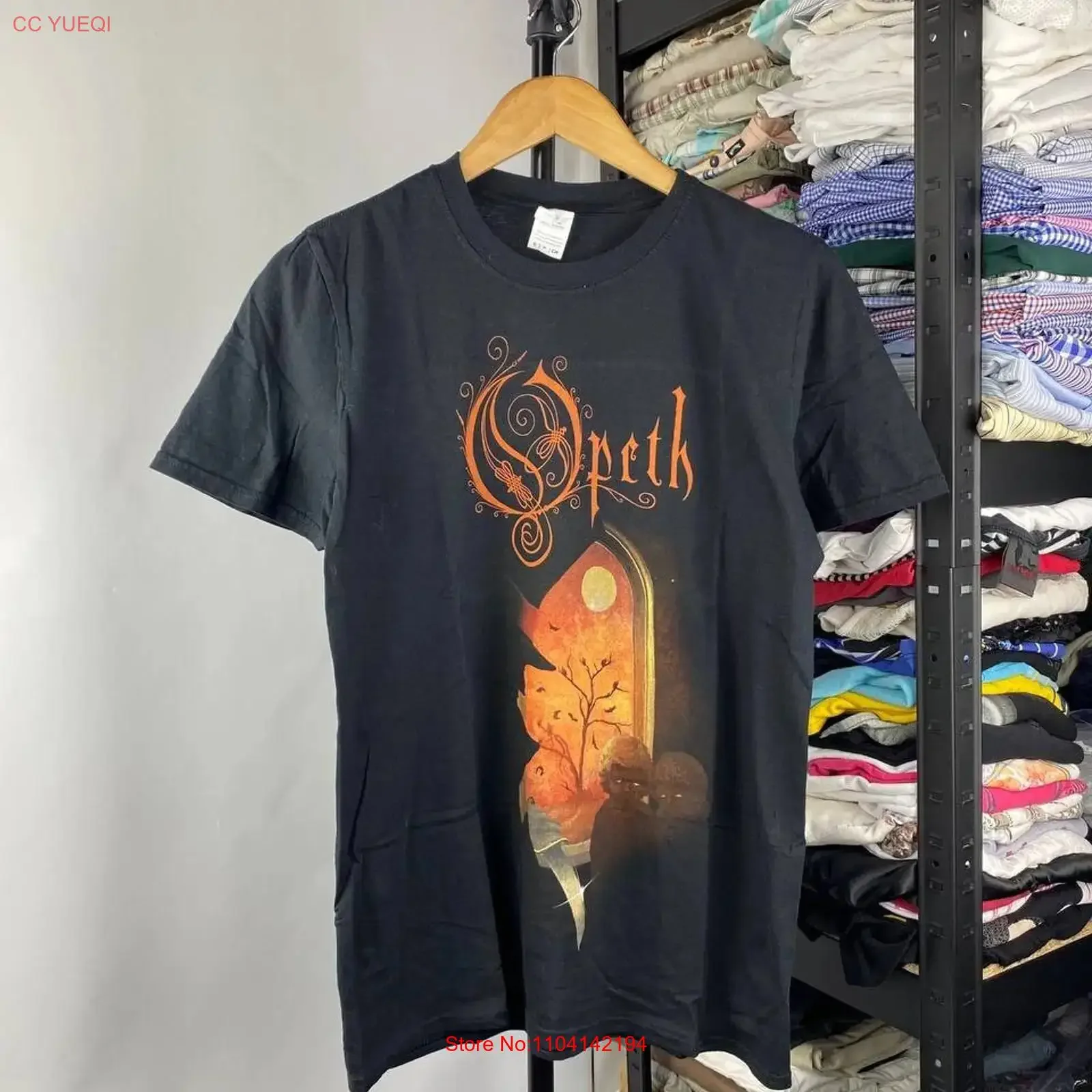 00s Opeth Band Rock Metal Tour Black Mens T Shirt Small Love Is Strong vintage Washed fashion Slightly Comfortable