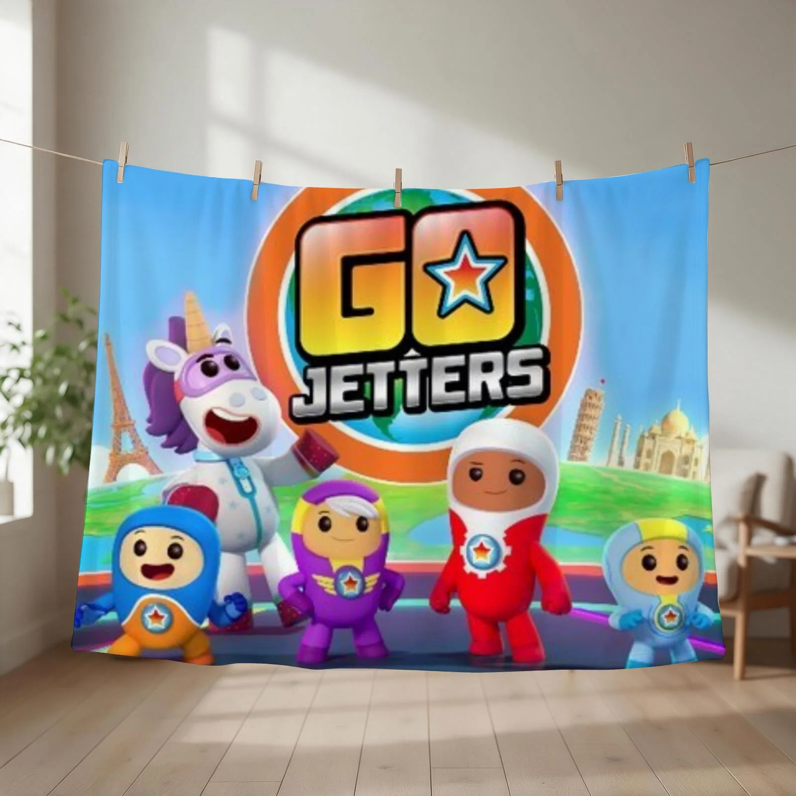 Go Jetters Design Throw Blanket Bed Warm Decoratives Flannel Fabric Blankets