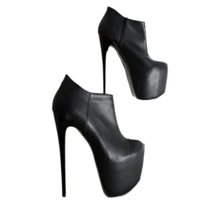 

SHOFOO shoes Fashionable women's high heels. About 18 cm heel height. Zipper high heels. Round toe high heels. Fashion show