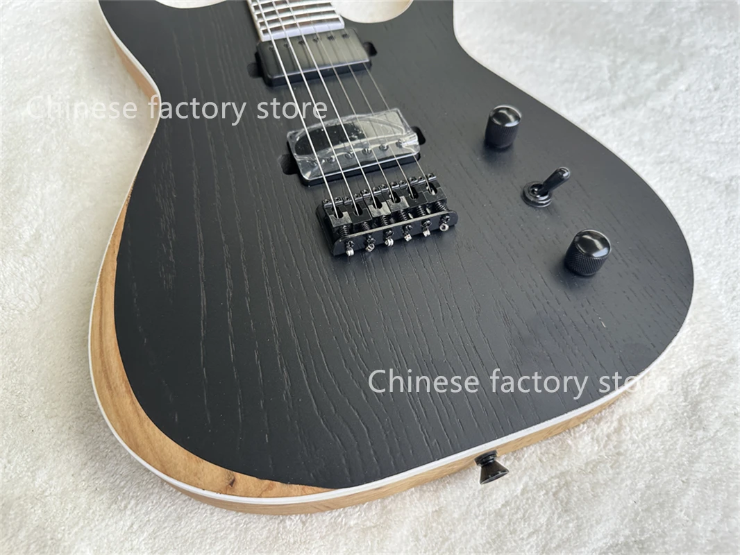 Matte Black Electric Guitar Mach Guitar Maple Neck ASH Wood Body White Binding Mini Fixed Bridge 24 Frets Maple Walnut Neck