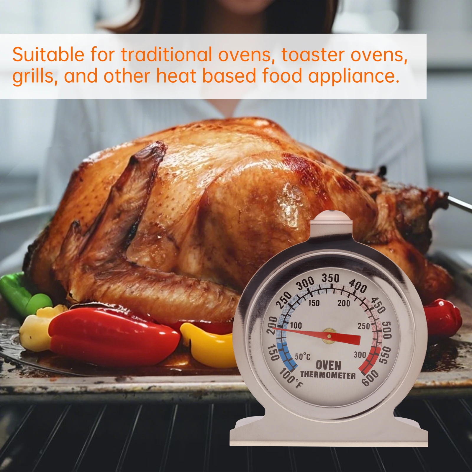 الفولاذ المقاوم للصدأ فرن تجهيزات المطابخ ميزان الحرارة المطبخ المنزل الطبخ ميزان حرارة صغير الشواء شواء مقياس درجة الحرارة 50-300C/100F-600F