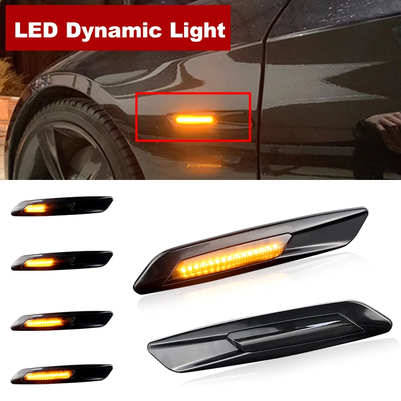 

2Pcs 12V LED Dynamic Side Marker Lights Turn Signal Lamps For 1 Series E81 E87 E82 E88 3 Series E93 E92 E91 E90 5 Series E60 E61