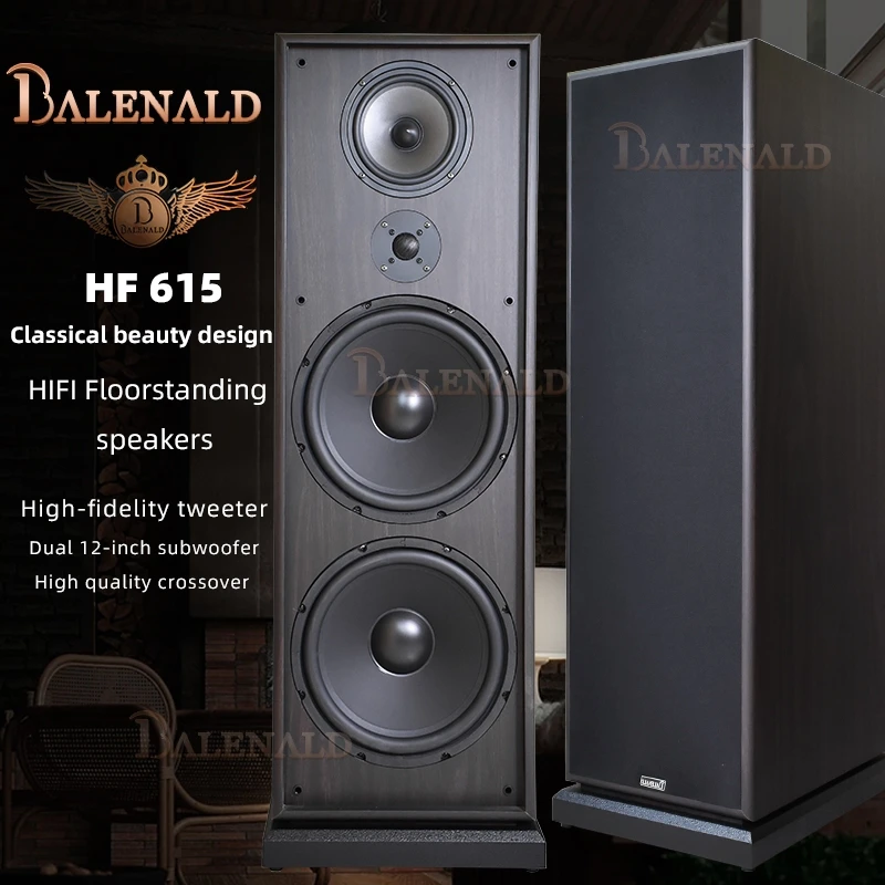 Balenald Hifi Speaker HF615 Fever-grade Home Living Room High-fidelity Dual 12-inch Audio Floor-standing Speaker