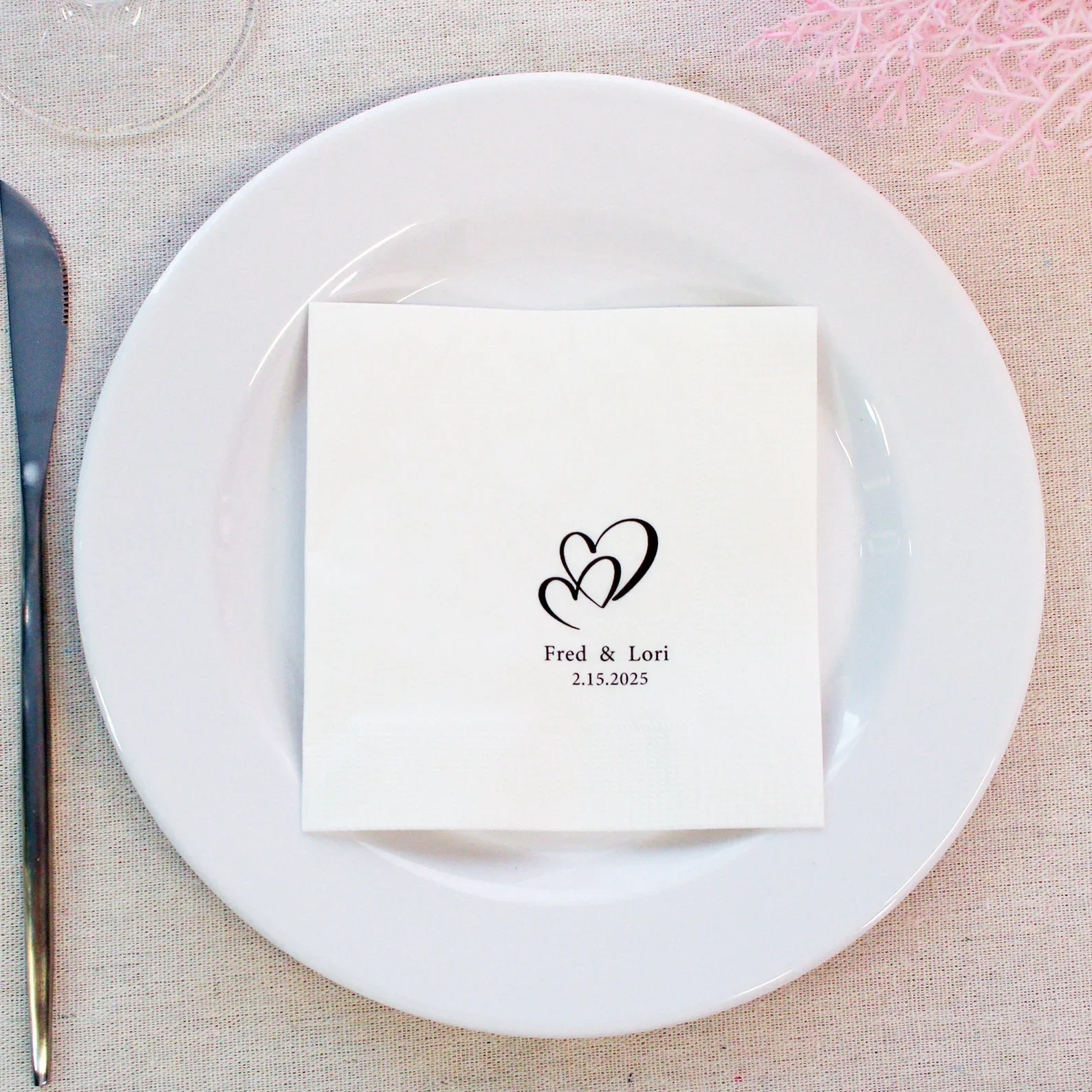 Bulk Personalized Paper Napkins,Custom Wedding Anniversary Engagement Printed Design Napkins,Cocktail Napkins,Minimalist Wedding