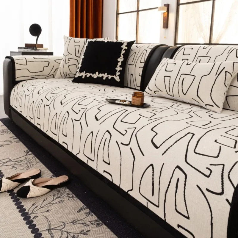 شوباكفير 2025 جديد الشنيل كل موسم خط أريكة العالمي الصلبة أريكة حصيرة وسادة مسند الذراع غرفة المعيشة الأريكة الغلاف أريكة كيس وسادة