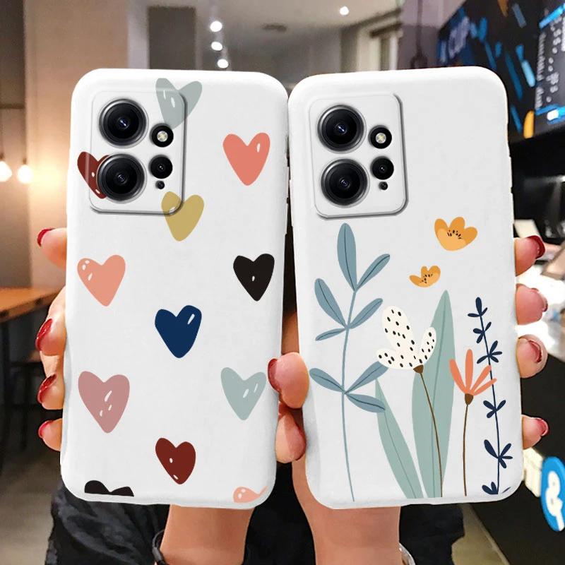 Flowers Case For Redmi Note 12 Pro Plus 5G Phone Cover Cartoon Owl Cute Heart Soft Silicone Fundas For Redmi Note 12 Pro+ Shell