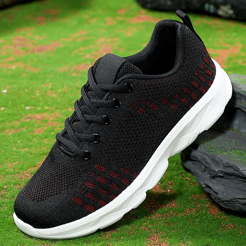 

Women's Breathable Mesh Running Shoes Lightweight Outdoor Men's Sports Sneakers Walking Footwear Black Red Plus Large Size 35-45