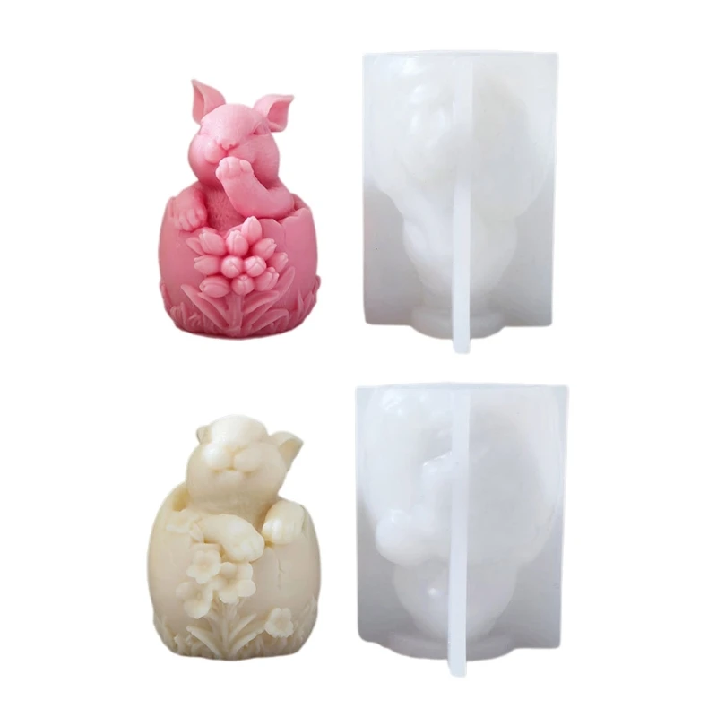 

Flower Easter Egg Rabbit Silicone Mold Animal Sculpture Plaster Mold Dropship