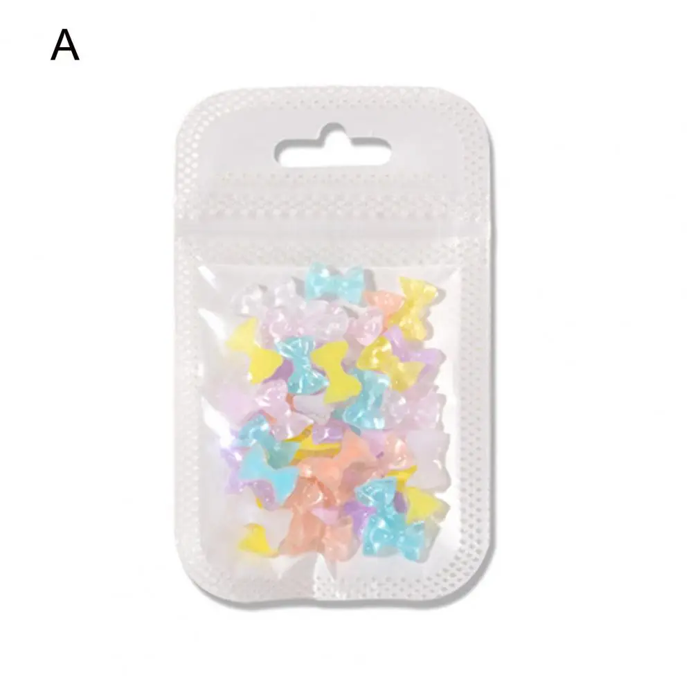 Colorful 50Pcs Exquisite Mixed 3D Bow Manicure Decor Resin Craft Nail Ornaments Various Color   for Home Use