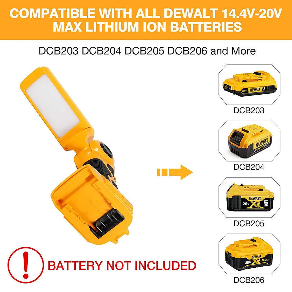 Imagem -05 - Luz de Trabalho Portátil Led para Dewalt 12w 14.4v 18v Ferramentas Elétricas Iluminação Exterior Bateria de Lítio