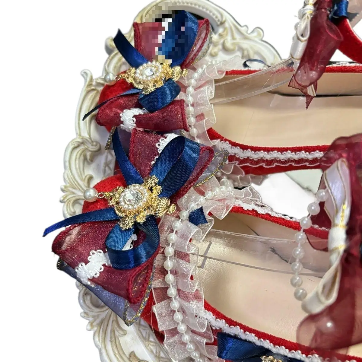 2025 New High Heels Lolita Flower Wedding Pointed-Toe Red Gorgeous