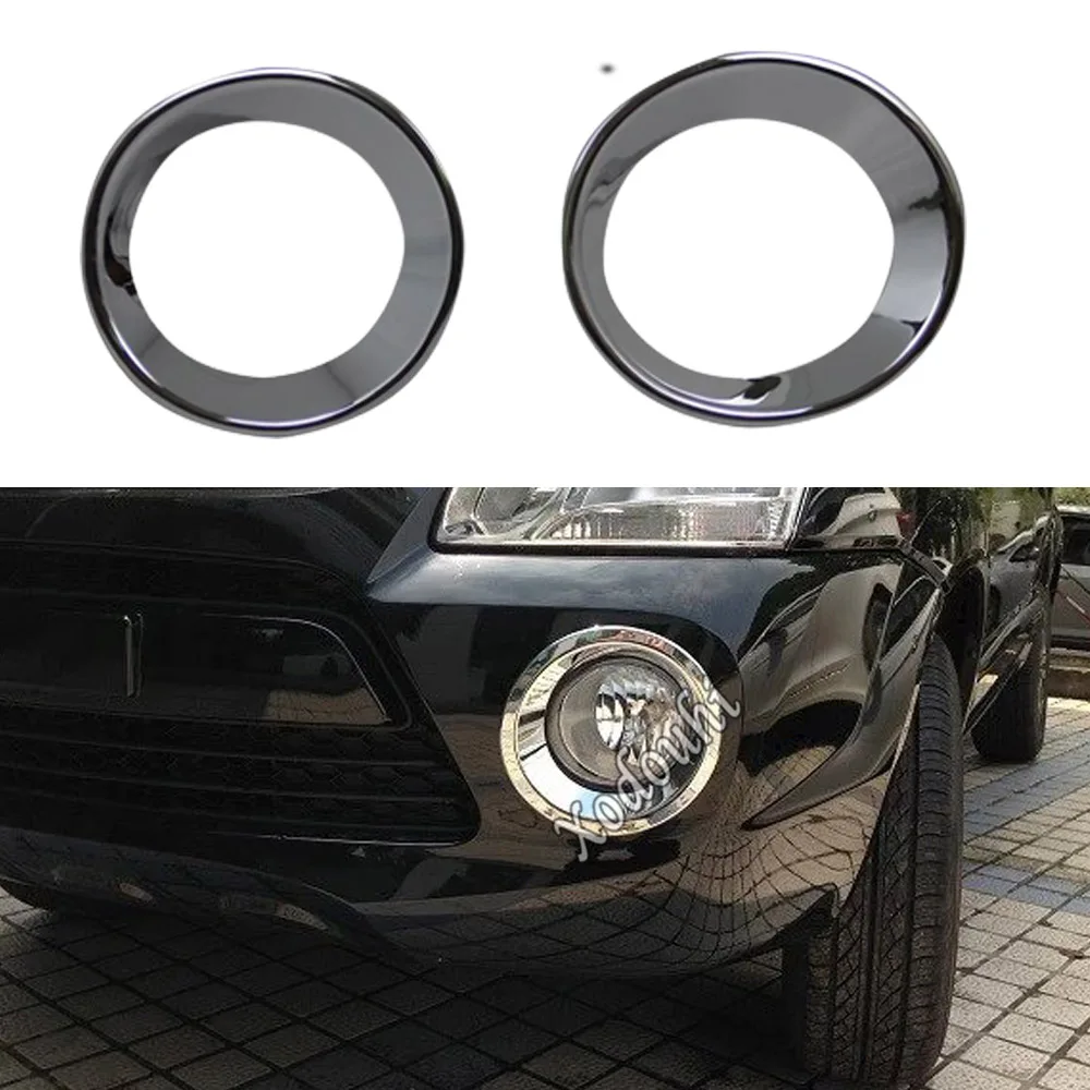 

Car Body Front Fog Light Lamp Detector Frame Stick Styling ABS Chrome Cover Trim Eyebrow Parts For Hyundai Tucson 2013 2014