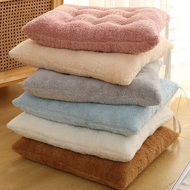 Thickened Shaggy Chair Seat Cushion Anti-Slip Plush Seat Cushion Household Dining Chair Seat Cushion Office Chair Pad