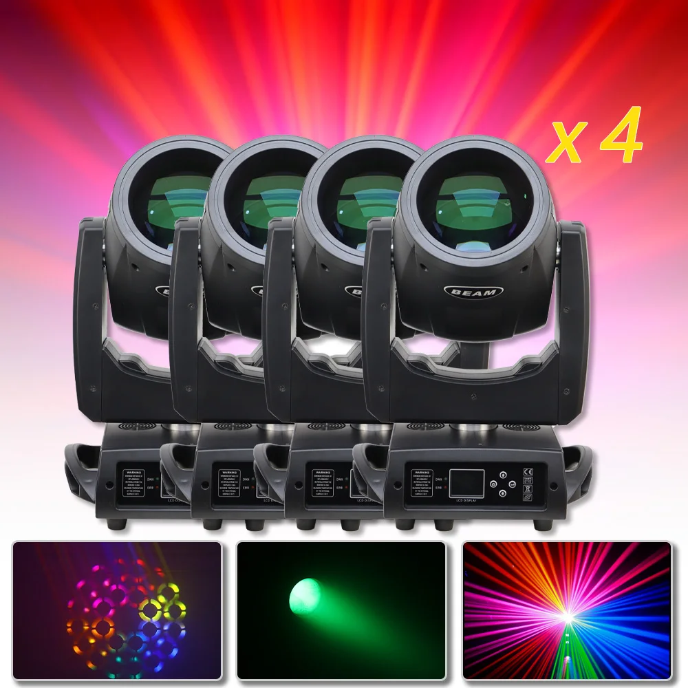 

4PCS/LOT 230w 7R LED Stage Moving Head Lights Beam Spot Strobe For Dj Disco Wedding Party Decoration Bar Club Professional Lamp