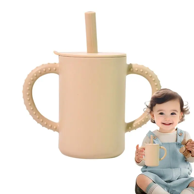 Silicone Training Cup Silicone Sip Toddler Straw Cups Spill Proof Shatterproof Water Drinking Cups With Handles For Kids Baby