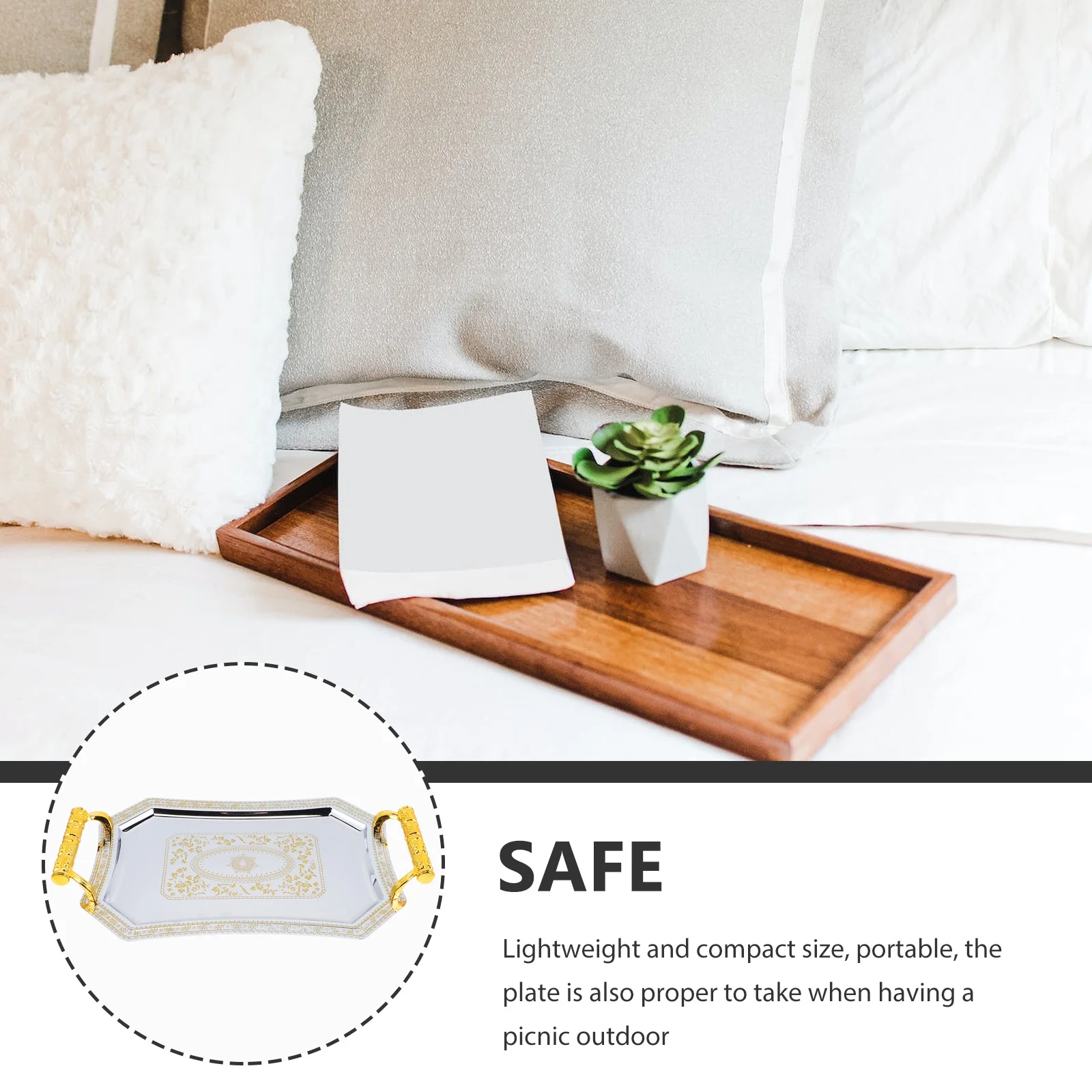 

Stainless Steel Fruit Tray European Style Desktop Serving Plate for Snacks Desserts Cakes Nuts Candies Food Storage Decorative