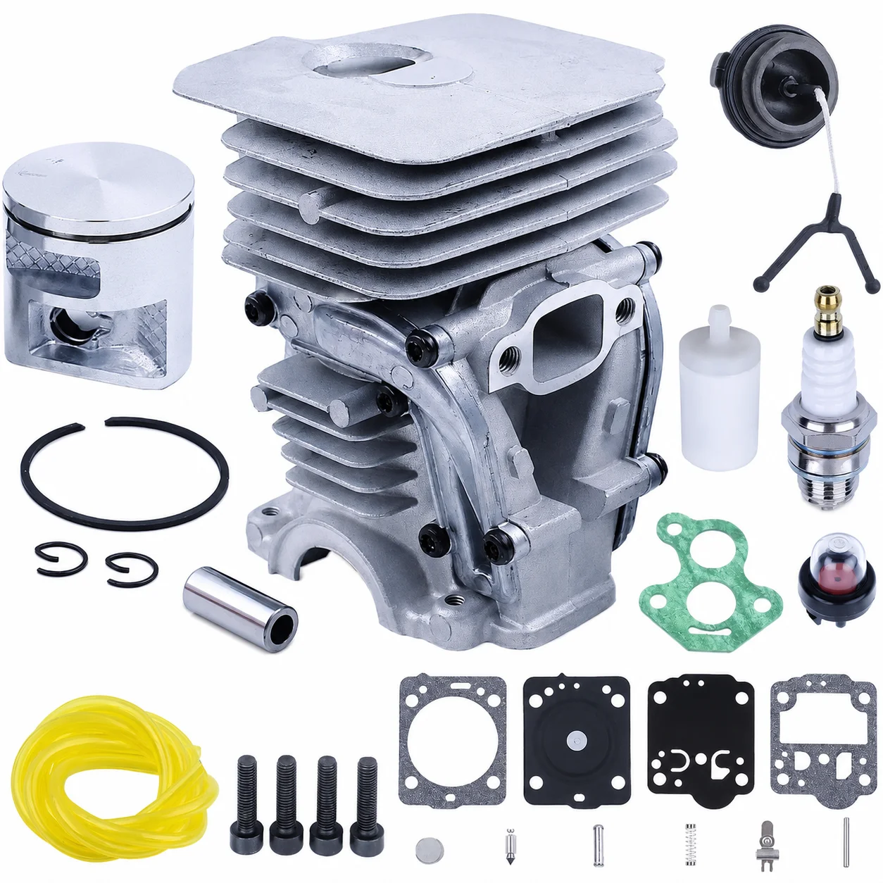 Image of 41mm Zylinder-Kolben-Reparatursatz für Husqvarna 435 435e 440 440e 440 II Kettensägen-Ersatzteile Tune-Up-Kit Zündkerze Kraftstoffleitung Vergaser-Kit