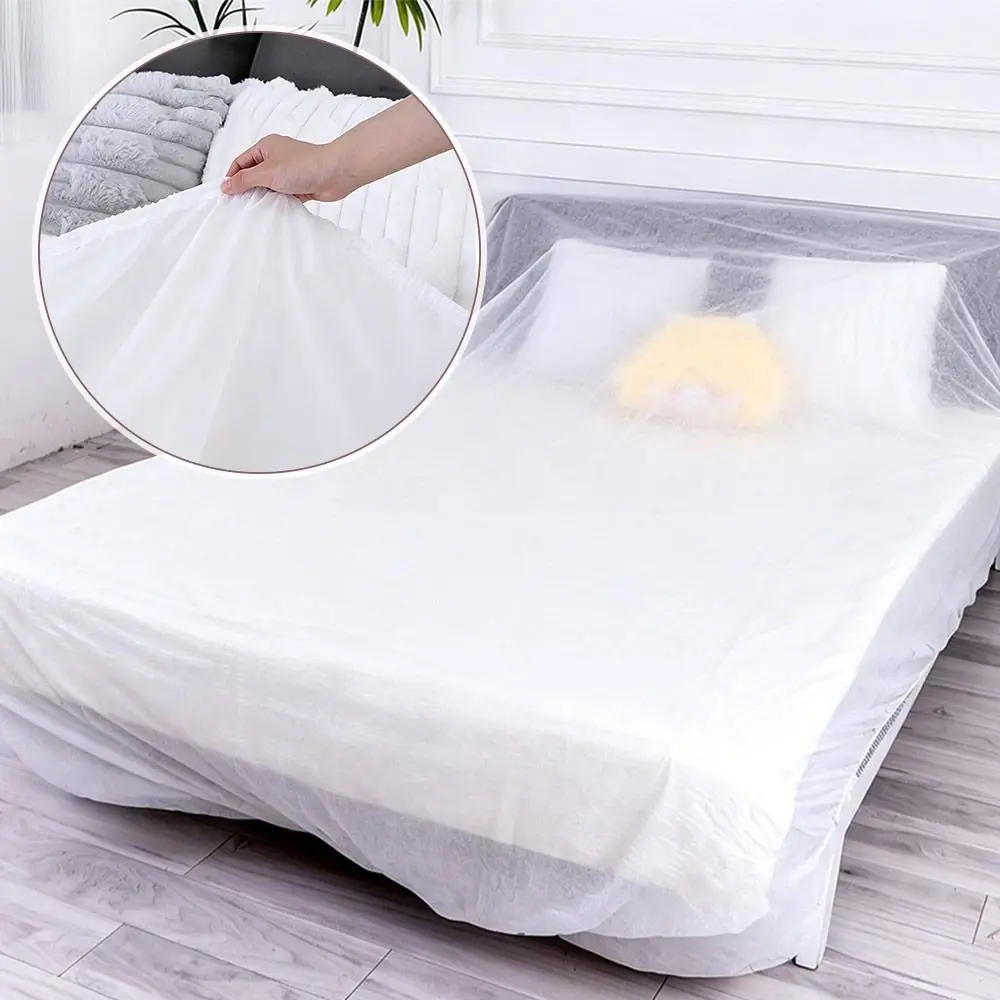 Transparent PE Disposable Dust Covers Waterproof Elastic Edges Dust-proof Cover Thick Plastic Drawstring Furniture Protector