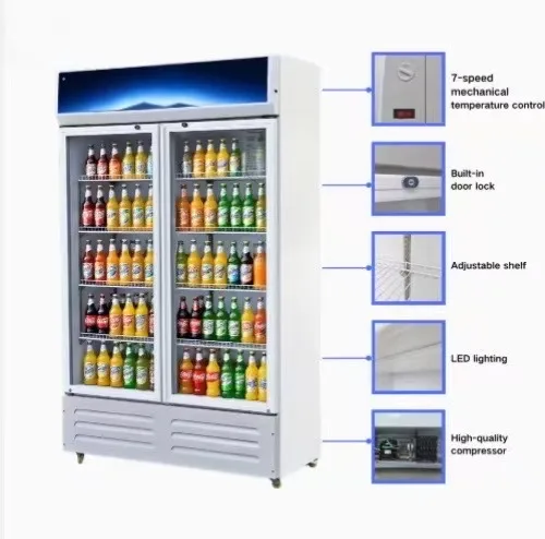 Gabinete Refrigerado para Exibição, Refrigerador Vertical para Bebidas, Freezer Comercial para Exibição de Bebidas, Gabinete para Exibição de Sucos de Frutas