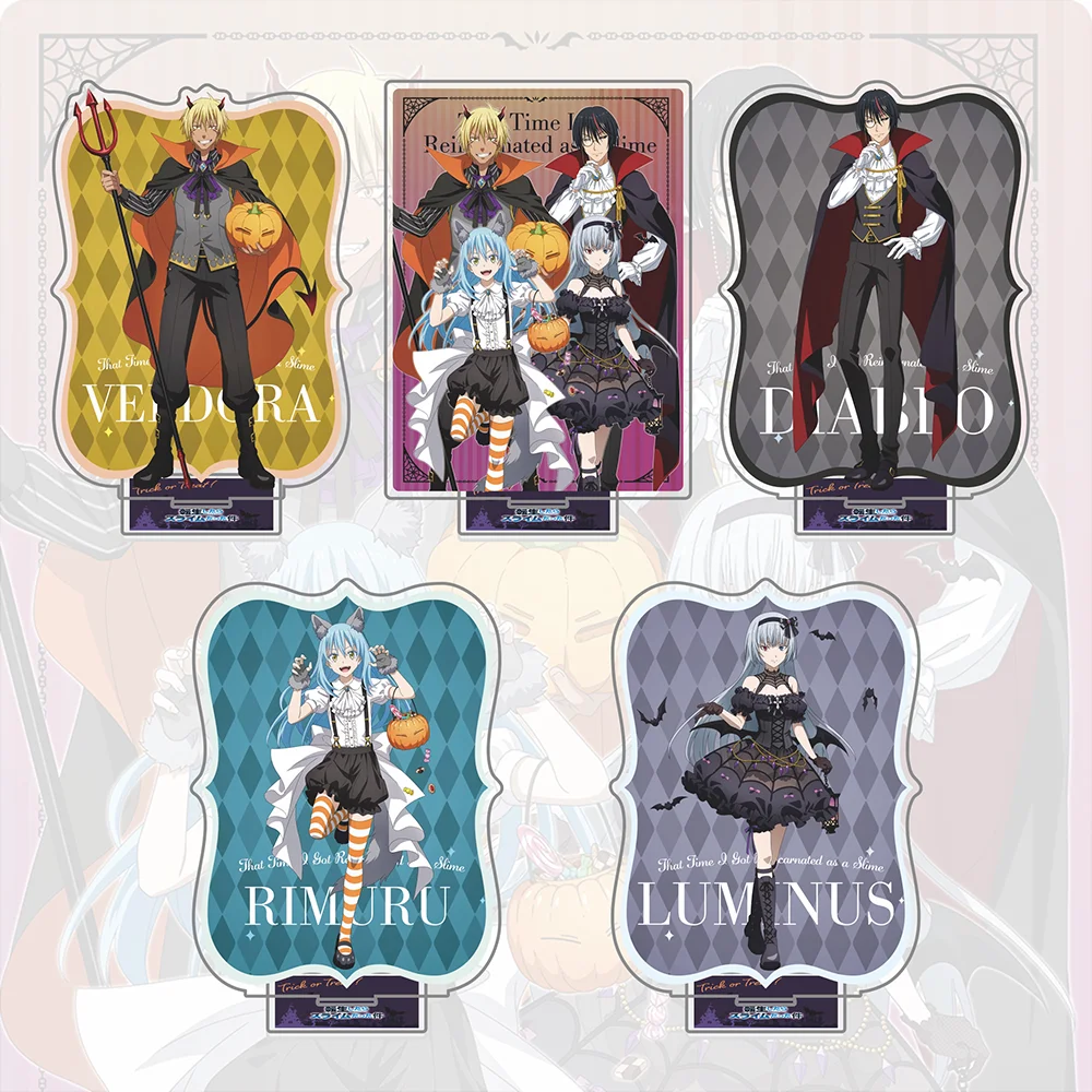 Soporte acrílico de Halloween de Rimuru y Milim, figura grande de anime Slime Isekai y llavero, bonito adorno de escritorio de bruja y diablo