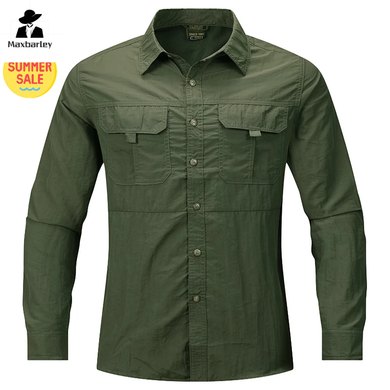 

Spring Summer Shirt Men's Outdoor Thin Breathable Long Sleeve Top Casual Male Camping Fishing Quick-drying Work Clothes Jacket