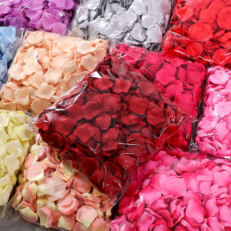 500/1000 stück Seide Künstliche Rose Blätter Künstliche Blumen Gefälschte Blütenblatt für Valentinstag Hochzeit Party Dekoration DIY Blumen – Detail 1