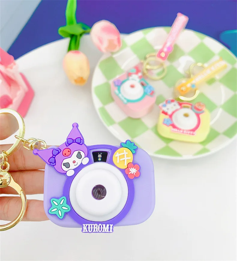 Sanrios Kuromi Camera Pendant Keychain Car Keyring Mobile Phone Bag My Melody Cinnamoroll Hanging Jewelry Girsfriends Present