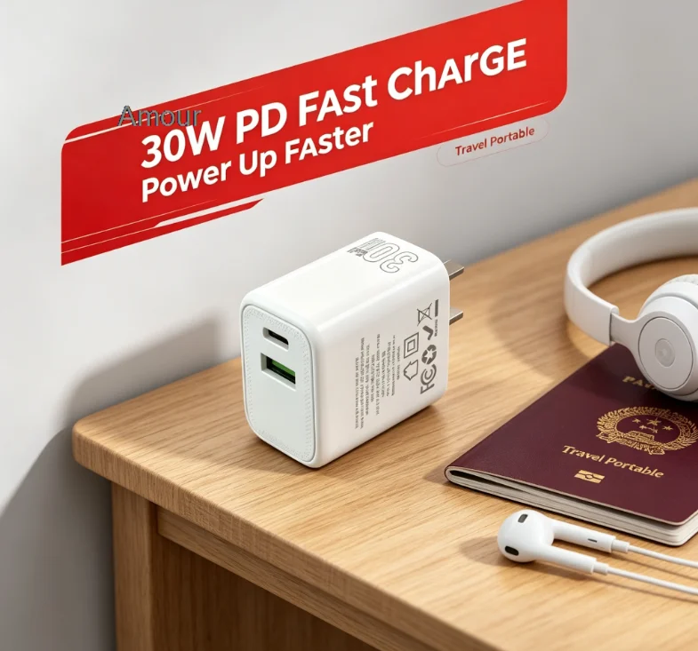 30W GaN Charger PD 3.0 QC4.0 USB C Charger For iPhone 17 16 15 Pro Samsung S25 Xiaomi Tablet iPad Air Pro Phone Charger US Plug
