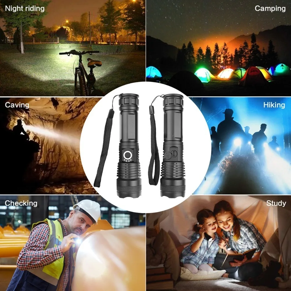 90000 lumens  xhp70.2 hunting most powerful led flashlight rechargeable usb torch cree xhp70 xhp50 18650 or 26650 battery