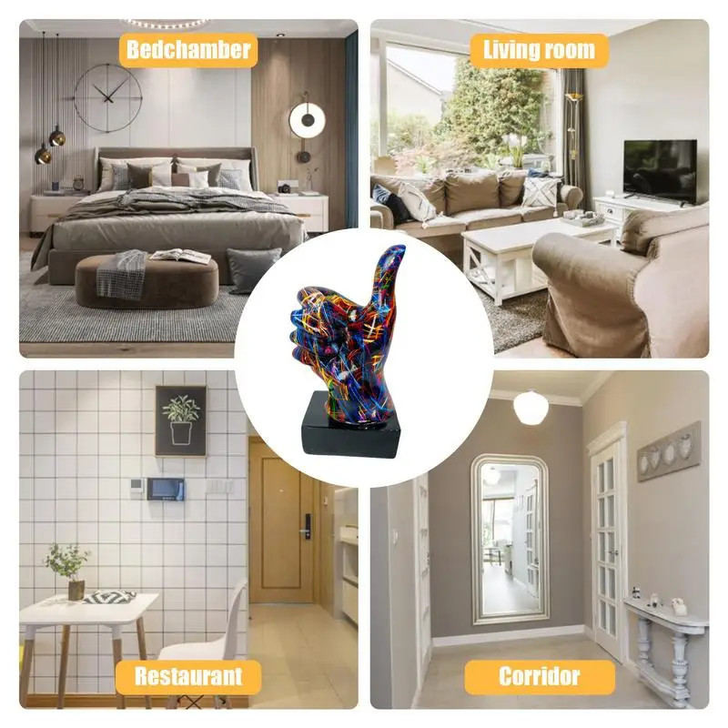 desktop gesture ornament Unique Hand Resin Statue Art SculptureColorful Thumbs Peace Figurines Table decoration