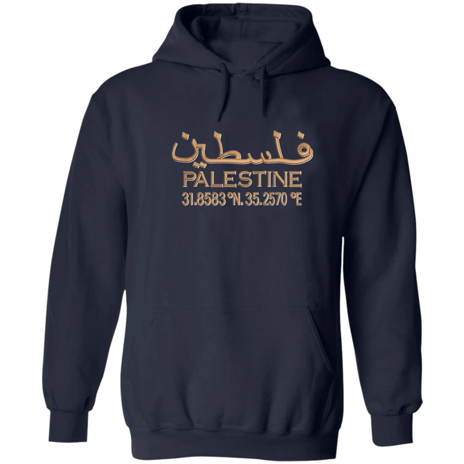 Palestinian Coordinate Arabic Calligraphy Palestine Pullover Hoodie New 100% Cotton Comfortable Casual Mens Sweatshirt