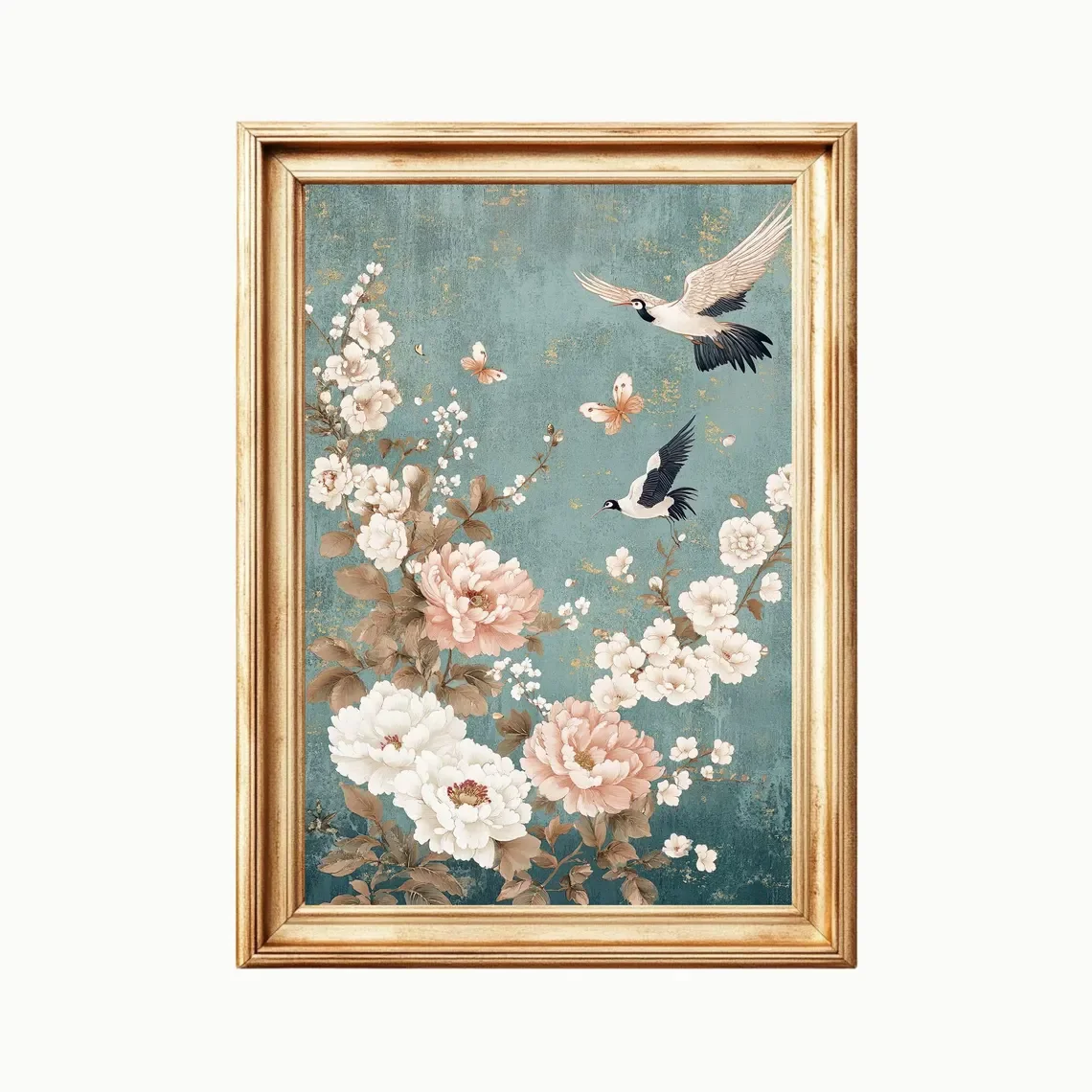 Chinoiserie Wall Art - Japanese Inspired Floral Chinoiserie - Unframed Wall Art Print,Elegant French Country Décor