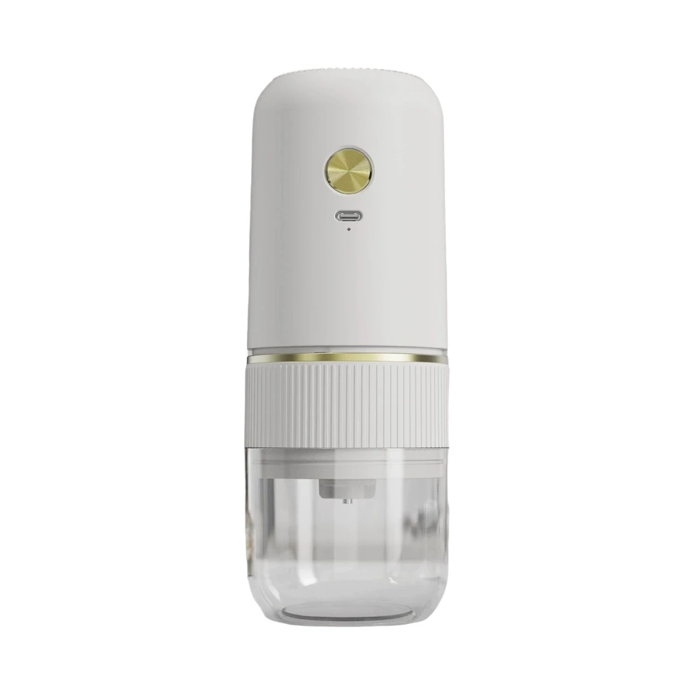 [Vend for]Portable Electric Coffee Grinder Adjustment One-Button Bean Grinder USB Rechargeable Home Outdoor Blender White