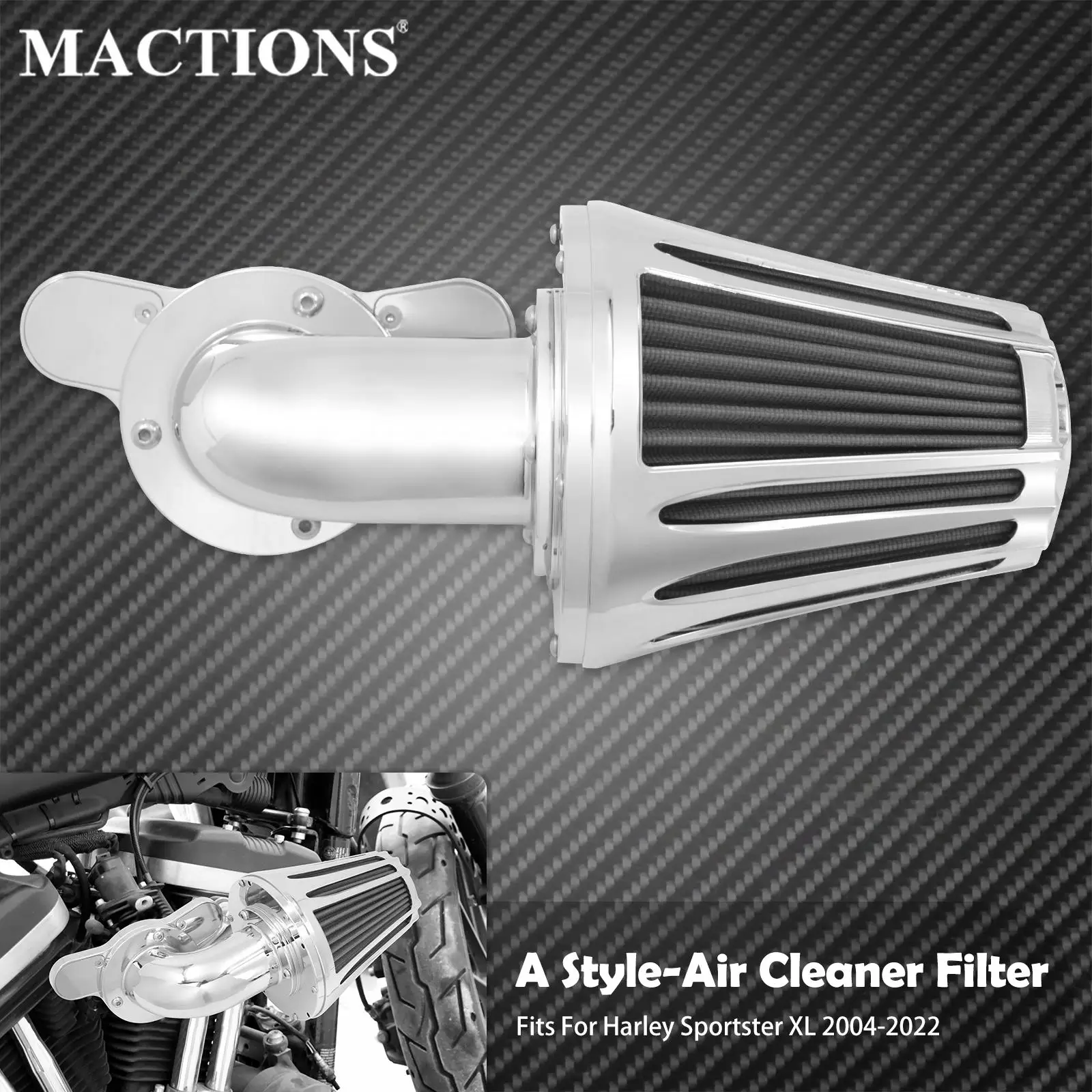 Motorcycle Chrome Air Cleaner Filter System Intake Kit For Harley Sportster XL 883 1200 48 72 Roadster Custom Super Low Iron