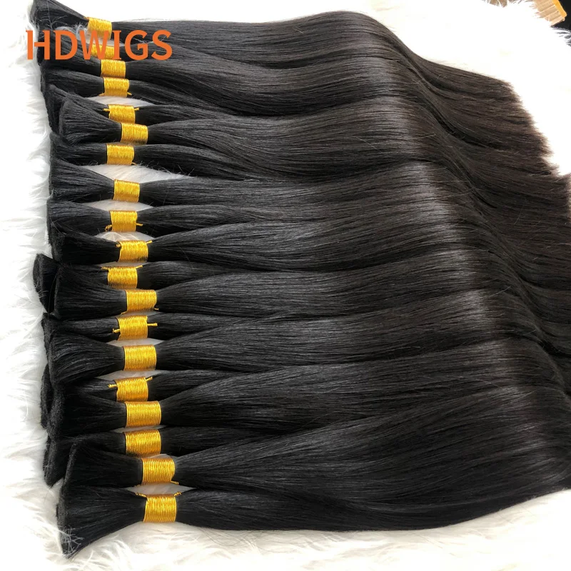 Cabelo humano em massa reto para trança, pacotes de cabelo remy, 100% extensões de cabelo humano, sem trama, 50g, 100g