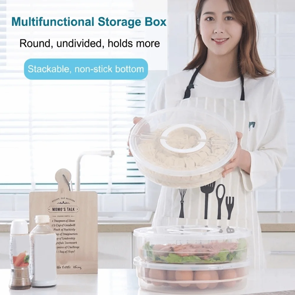 Clear Dumplings Organizer Multilayer With Sealed Lid Food Storage Container multi-functional Reusable Round Dumpling Box