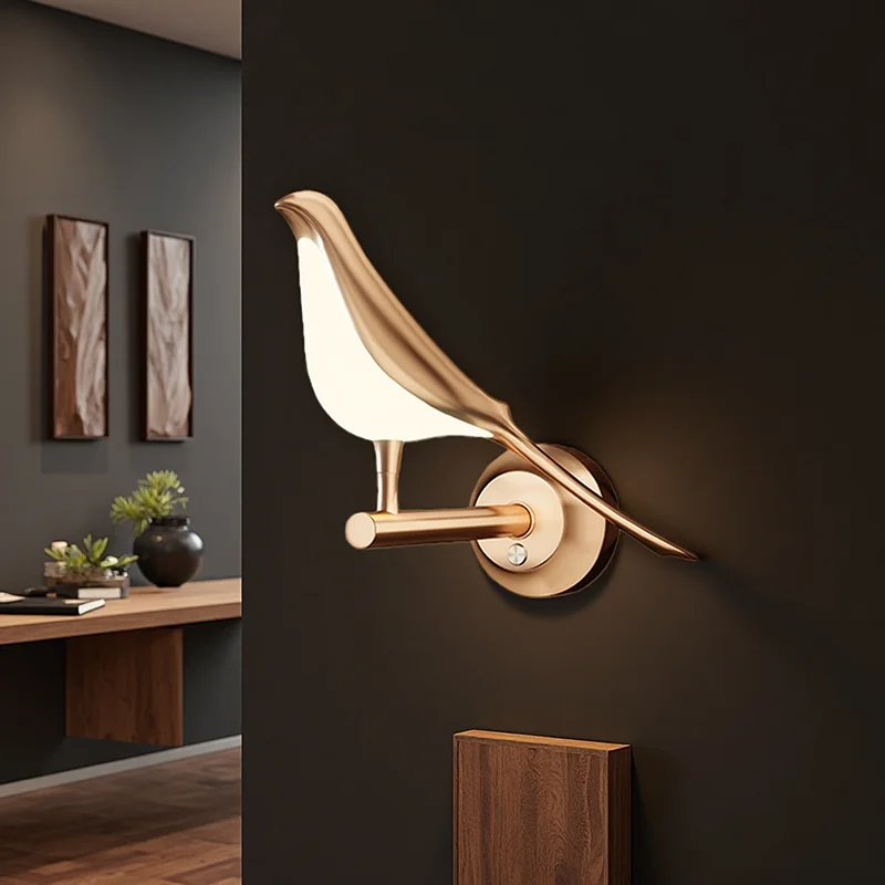 

Golden Bird LED Wall Lamp 3-Color Night Light Bedroom Bedside Living Room Decorative Parlor Bar Creative Wall Lighting
