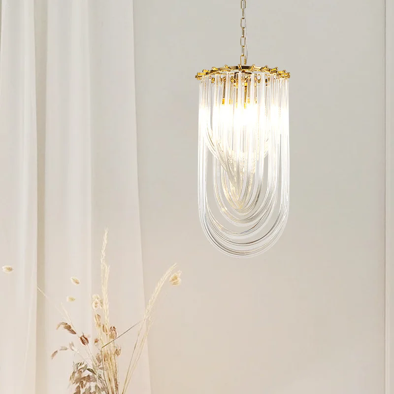 American-style light luxury restaurant chandelier, creative and unique bedroom bedside lamp, light luxury designer stairway bar