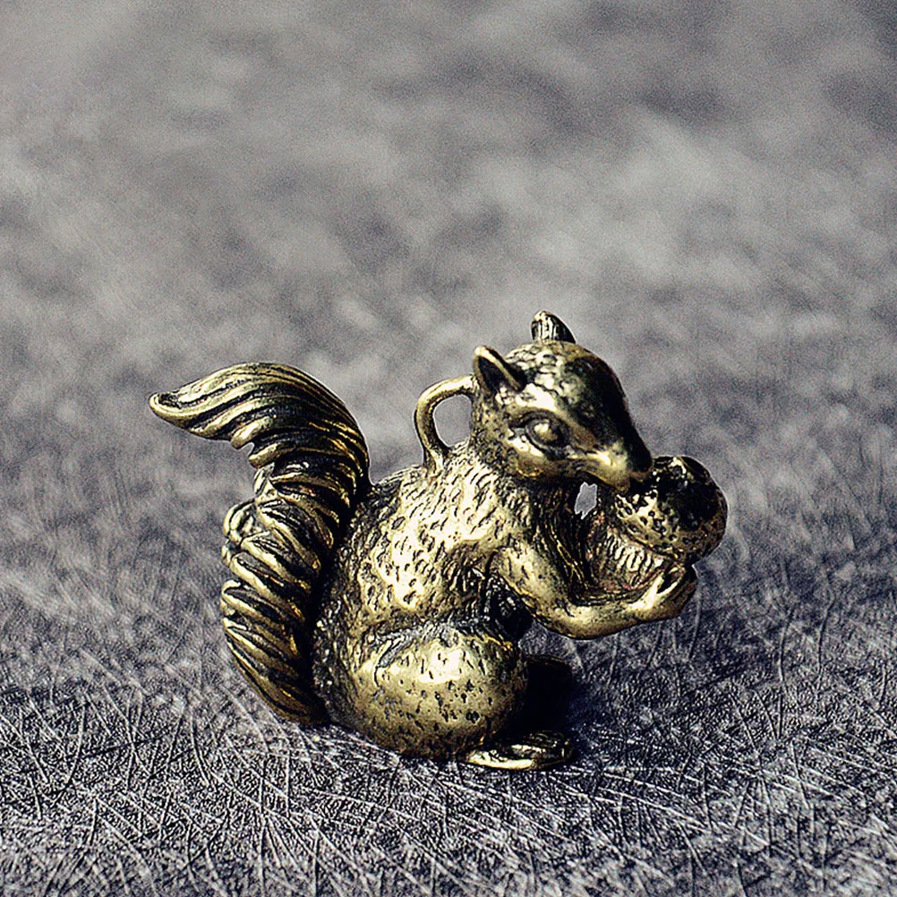 

2pcs Copper Squirrel Keychain Pendant Brass Craft DIY Charm Decorative Desktop Vintage Animal Ring Creative Fine for Family